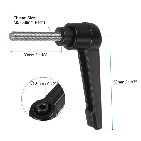 2 Pieces Clamping Lever Handles M5 By 30mm 304 Stainless Steel Threaded Male Stud Adjustable Locking Quick Release Ratchet Push Button Bolt Knobs Black Ideal For Clamping Jigs And Fixtures With Rust Resistant Black Spray Coating