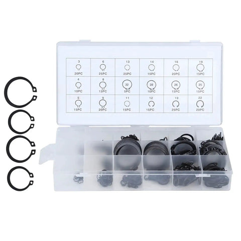 300 Piece Durable External Circlip Kit Retaining Ring Set For Bearings, Gears And Pulleys, Heavy Duty E Clip Assortment In Plastic Storage Case