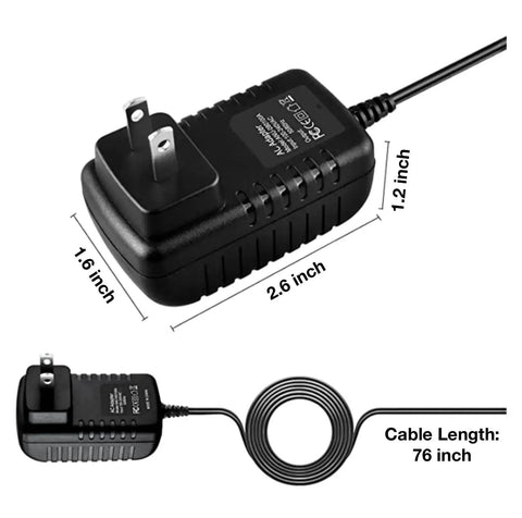 24V 0.5A Wall Charger Adapter For KEERDA DZ012ALL240050U Replacement AC DC Power Supply shown with dimensions and cable length