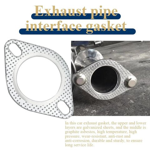 WINUERK 2-pack car exhaust gasket, 3-inch two-bolt flange, reinforced high-temperature gasket, front view