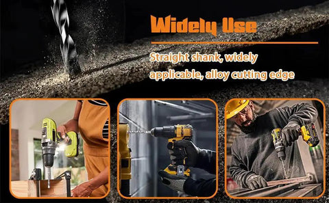 Carbide Tipped Masonry Drill Bit For Concrete Drilling SDS Plus Rotary Hammer 10mm Diameter 150mm Length Straight Shank Crown Head For Easy Positioning LDEXIN Tough As Nails Drill Bit in use, showing straight shank and cutting edge.