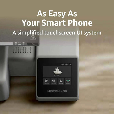 Blazing Fast A1 Mini 3D Printer With AMS Lite touchscreen interface showcasing simplified UI system.