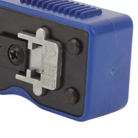 Close-up of blue handle grip on All In One Ethernet Crimping Tool For Cat5 Cat5e Cat6 Cat6A with sharp hardened blades