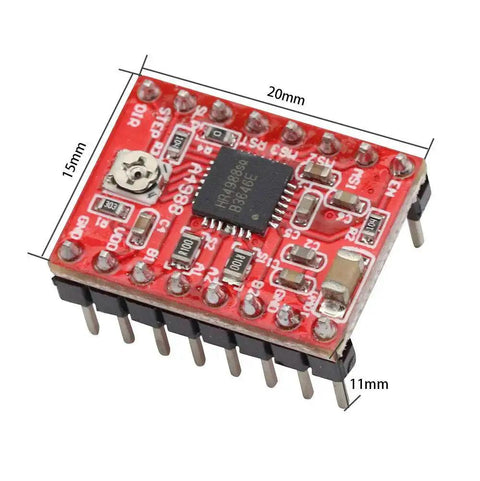 A4988 Stepper Motor Driver Module With Heat Sink For Arduino 3D Printer CNC Machine And Robotics shown with dimensions