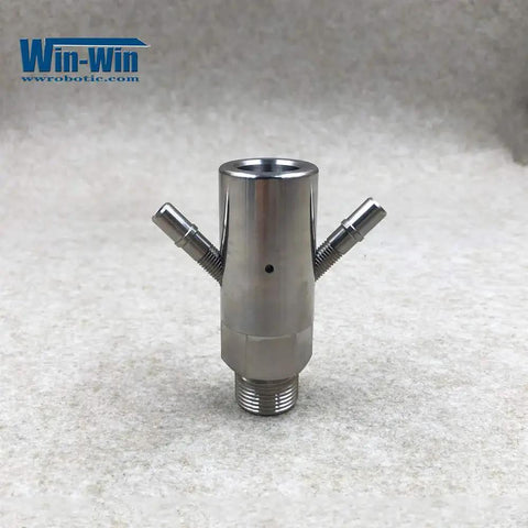 Front view of silver Waterjet Spare Parts For Paser ECL Plus Mixing Chamber Assembly 014197-1 for 60K cutting head