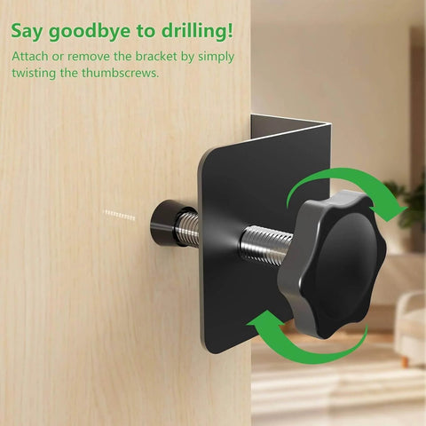 Anti Theft Doorbell Mount For All Gen Video Doorbells, Drill Free Installation With Non Blocking Motion Sensor, Theft Proof Metal Bracket, Renters Friendly Setup For Apartments, Easy Install, Black Finish shown without drilling on door