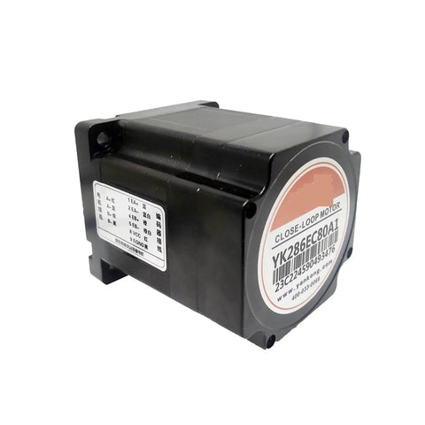 Rock Solid Closed Loop Stepper Motor With Encoder YK286EC80A1, black casing, for precise motion control, 3m cable version, side view