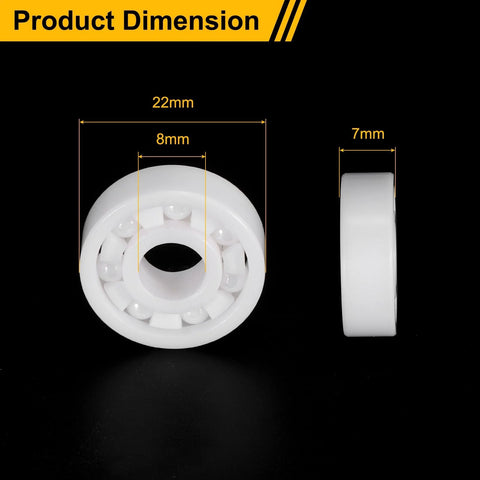 Uxcell 608 miniature deep groove ceramic bearing, 8x22x7 mm, white zirconia ceramic