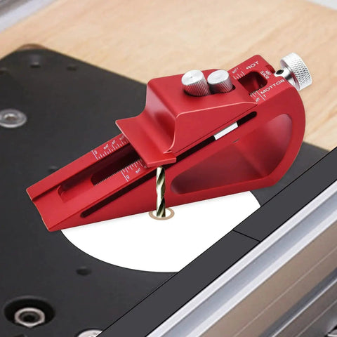 Setup Block Height Gauge for Precise Woodworking on router, aluminum tool, easy-read scale, 1/64 to 1-1/16 inch range.