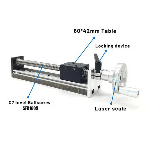 Pro Grade Manual Linear Rail Guide Stage With 4 Inch Travel, 100mm Platform, 0.02mm Repeatability, SFU1605 Ballscrew, XY Axis Positioning Table