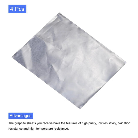PATIKIL flexible graphite foil gasket sheet, silver, 250x200x0.1 mm, pack of 4