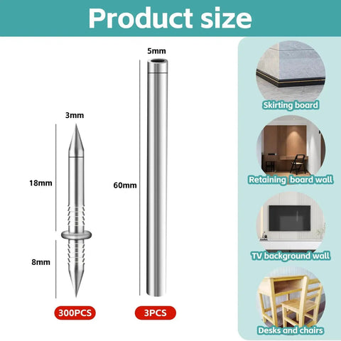 Dual Direction Skirting Nails For Baseboards With Included Sleeve Tool Double Headed Nails Deliver Mark Free Installation