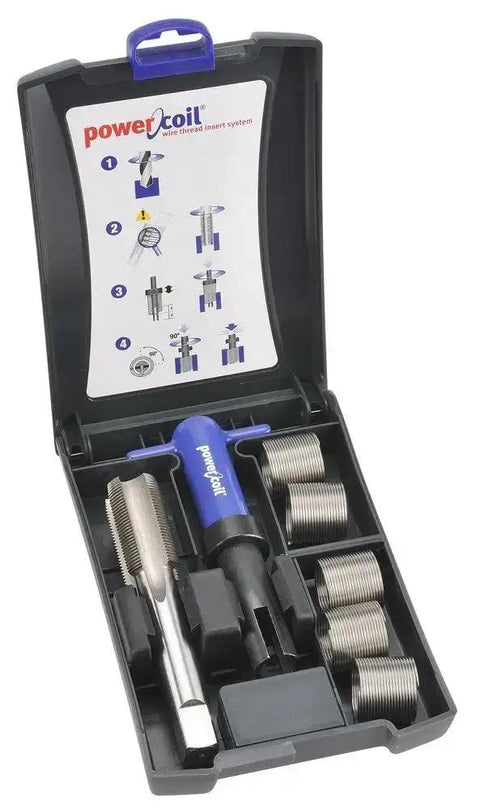 Open case of 3/4-10 UNC Thread Repair Kit With Tap Installation Tool Inserts And Instructions For Damaged Threads Built To Last