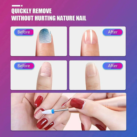 Before and after results of using 30Pcs Nail Drill Bits Set With 3 32 Inch Shank Universal Kit For Nail Drill Carbide Ceramic Diamond Cuticle Bits For Acrylic Gel Manicure Pedicure Removal Tools For Home Salon And Professional Use.