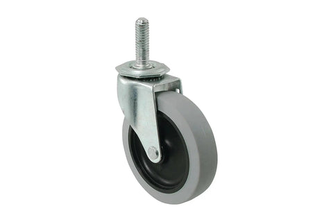 3 Inch Threaded Stem TPR Caster With 110 Lb Load Capacity, Gray TPR Wheel On Black Polypropylene Hub, Ball Bearing Swivel