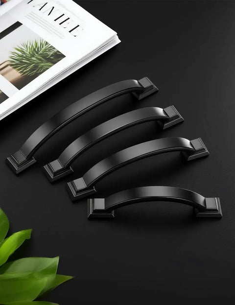 15 Pack 4 Inch Black Arch Cabinet Pulls Matte Black Zinc Alloy Drawer Handles For Kitchen And Bathroom Modern Cabinet Hardware