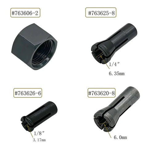 Parts of Collet Cone Set For Die Grinders Five Piece Kit With Two 6.35mm Cones One 6mm Cone One 3mm Cone Plus Pro Grade Collet Nut