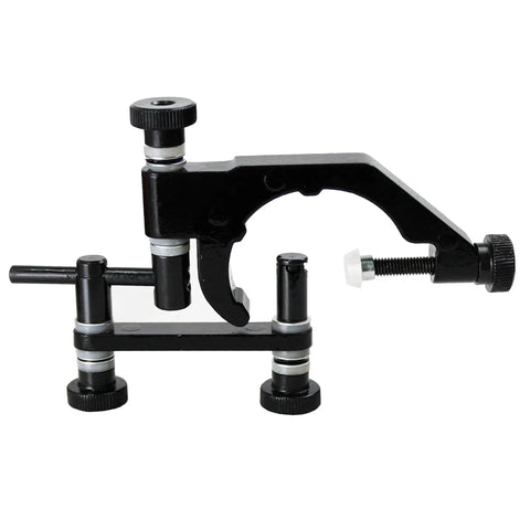 Front view of Shop Ready Dial Test Indicator Holder for Bridgeport Mills, aluminum alloy, 1.875 inch clamp, 4.5 inch arm.