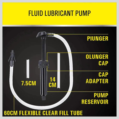 Image of Hand Transfer Fluid Pump For Transmission Gear Oil And Differential Fluids, showing plunger, adapter, and fill tube.