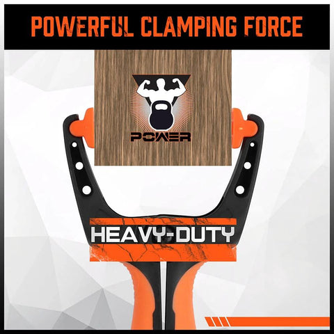 HORUSDY spring clamps, heavy-duty 5-inch plastic clamps in black and orange, 2-3/8 in jaw opening for DIY and gluing.