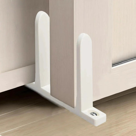 4 Pack Sliding Closet Door Floor Hardware Guide With Wobble Free Operation And No Drill Adhesive Mount, Universal Fit for 1.375 Inch Thick Doors, White