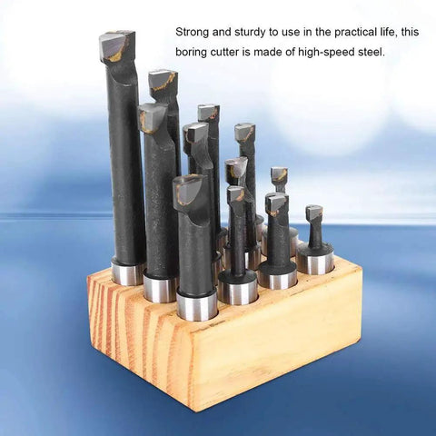 12 Piece F1 Type Boring Cutter Set Five Eighth Inch CNC Milling Tools Kit Pro Grade High Speed Steel Precision Crafted