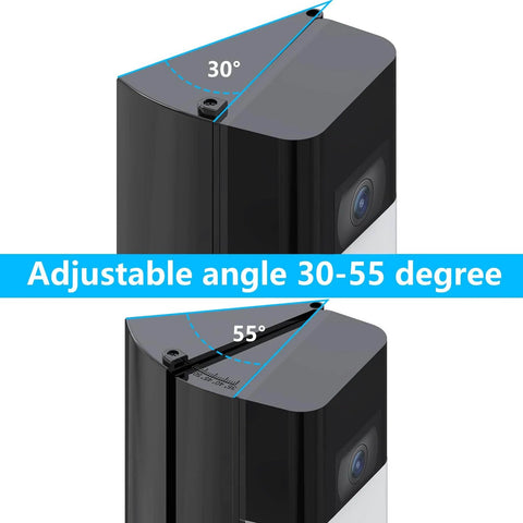 Adjustable 30 To 55 Degree Video Doorbell Mount For Most Doorbell Cameras Wedge Kit Bracket For Home Security showing angle options