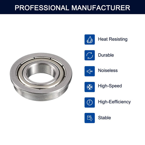 HiPicco F6904ZZ flanged ball bearing, 20mm ID x 37mm OD x 9mm width, chrome steel, double-shielded, pre-lubricated