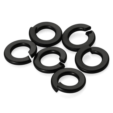 Three Eighths Inch Split Lock Washers Set Of 50, 304 Stainless Steel Spring Lock Washers With Black Oxide Finish, close-up view