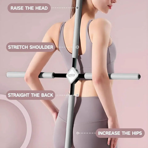 Woman using Posture Corrector Stick For Back Pain Relief And Spine Alignment Upper And Lower Back Stretcher Portable