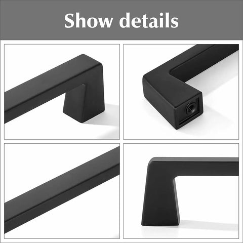 Close-up of Two Pack 12 Inch Center To Center Kitchen Cabinet Handles Matte Black Arch Bow Pulls showing angles and finish details.