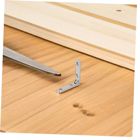 12 Pack Zinc Alloy 90 Degree Hinges For Jewelry Boxes And Miniature Furniture shown on wooden surface