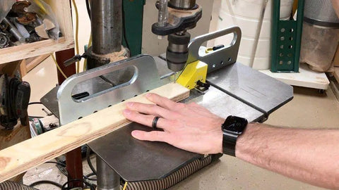 Drill Press Fence Pro With Switchable Magnets For Slick, Precise Woodworking On Drill Tables, Magnetic Fence System In Use