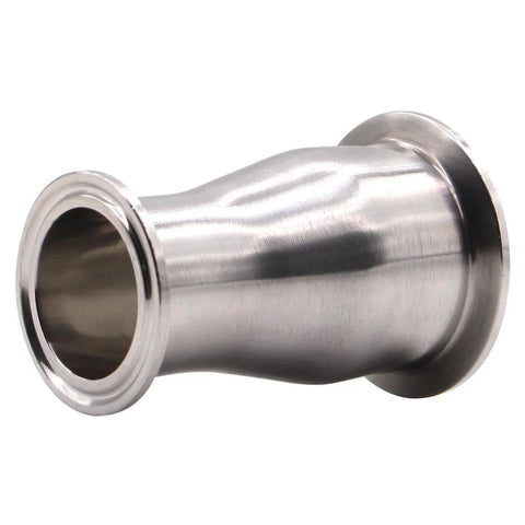 Sanitary reducer fitting, SUS304, tri-clamp ferrule style, 2" to 1-1/2" tube OD