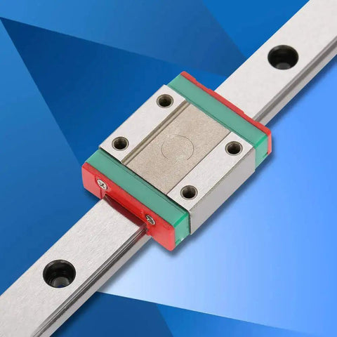 LML12B Miniature Linear Rail Guide 12mm Width Slide Block, 4-Point Contact Design, on blue background