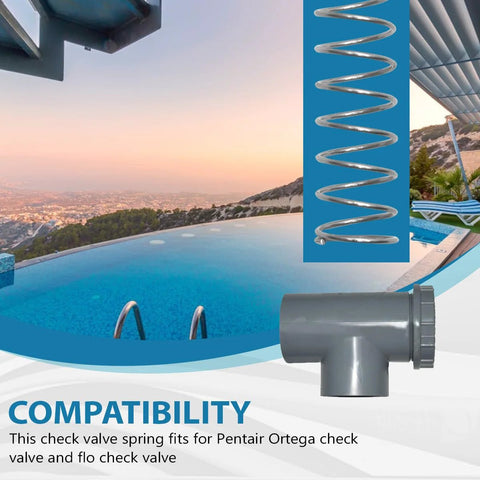 Check valve spring, stainless steel 3-lb tension spring, for Pentair Ortega pool valve parts