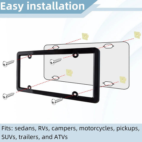 Set Of 20 License Plate Mounting Kit With Stainless Screws And Galvanized Nylon Bases For Front And Rear Plates On Cars Trucks And Frames Self Tapping Bolts To Replace Worn Out Hardware For A Clean Secure Fit showing frame and screws