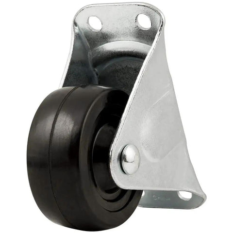 Heavy Duty Rubber Caster Wheel with Rigid Non Swivel Top Plate for Desks and Carts, 3 Inch Wheel, 225 Lb Load Capacity