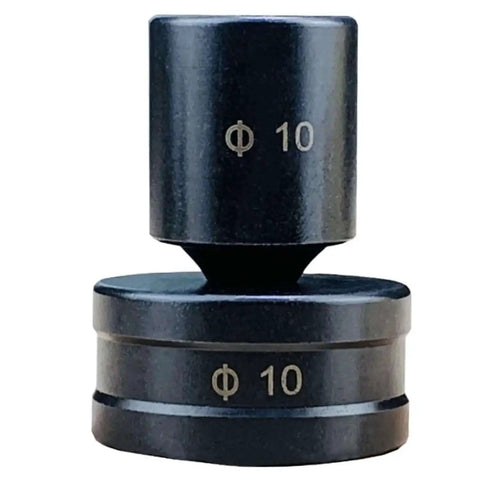 Close-up of Hydraulic Round Hole Punch Die Set For Steel Copper And Aluminum, showing alloy steel die with size mark.