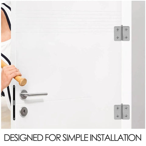 Heavy Duty Stainless Steel Glass Door Hinges 2 Pack Adjustable Cabinet Hinges For Display Cases And Wine Cabinets No Drill Double Sided Interior Door Hardware Smooth Quiet Operation installed on a white door.