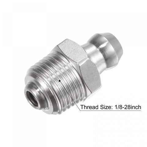 304 Stainless Steel Straight Grease Fittings 1/8-28 Inch Thread, detailed view, heavy-duty hydraulic lubrication accessory