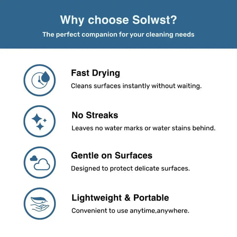 Infographic listing benefits of Clear Guard Anti Fog Lens Wipes for Glasses and Lenses 100 Pre Moistened, including fast drying and no streaks.