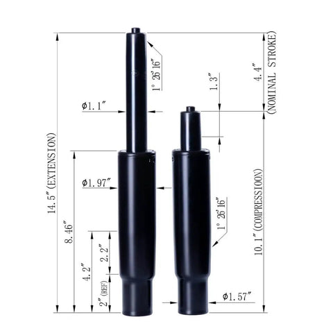 Office Chair Gas Lift Replacement Cylinder With Class 4 TUV Certification Beefed Up Heavy Duty Piston 4.4 Inch Stroke Universal Fit