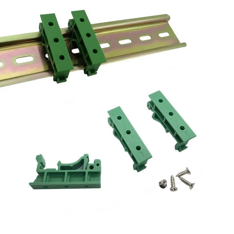 Fifteen Sets PCB DIN Rail Mounting Brackets with Screwdriver for 35mm C45 and 15mm Rails, Circuit Board Holder Clip, shown with screws.