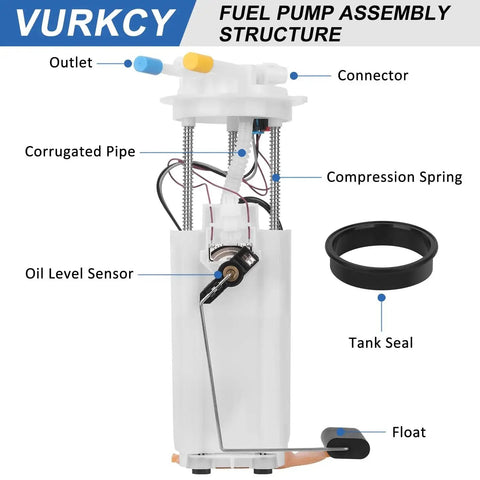 Drop In Electric Fuel Pump Module Assembly With Sending Unit For Chevrolet Tahoe And GMC Yukon 1998 1999 2000 In Tank Replacement Replaces E3972M with connectors, compression spring, and float.