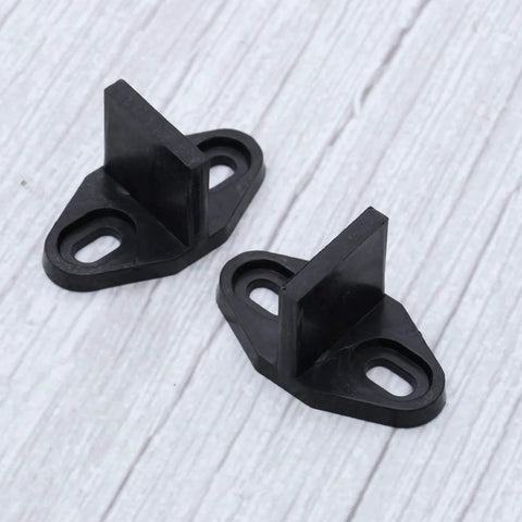 Set Of Two Sliding Barn Door Floor Guides - Adjustable Bottom Mount in black finish, heavy-duty double wheel bearing design