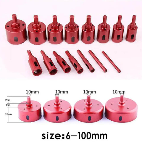 Set of 16mm Diamond Drill Bit Brazed Core Hole Saw For Tile Glass Marble Ceramic Porcelain Granite And Rock