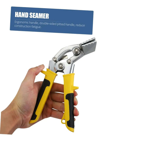Ergonomic Handheld Ductwork Tool For Sheet Metal Bending And Seaming Pro Grade Hand Seamer With Easy Open Latch Double Sided Jaws