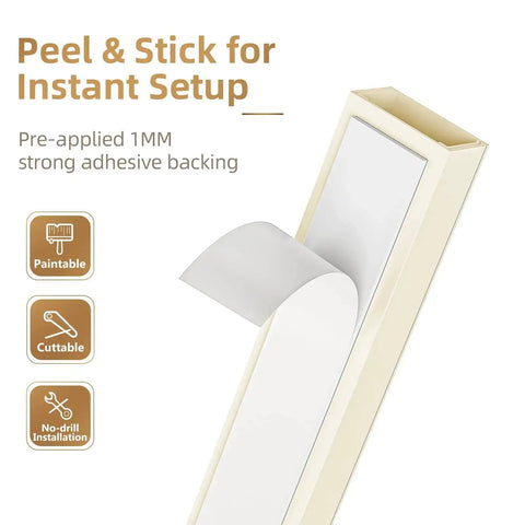 Beige One Cord Cable Hider Kit For Walls, 85 Inch Cord Covers For TV Wires, adhesive backing for easy no drill installation
