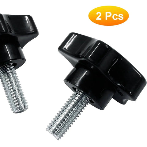 Star Hand Tightening Screw Knob M8x20mm Clamping Handle For Umbrella Base Black, two pack, close-up view